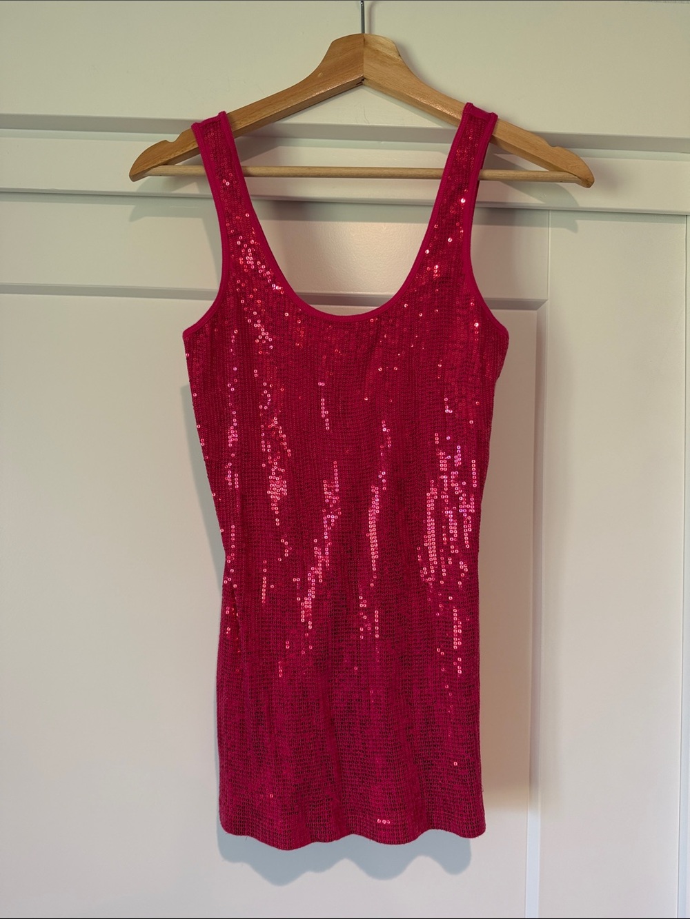 Express Hot Pink Sequin Tank Top